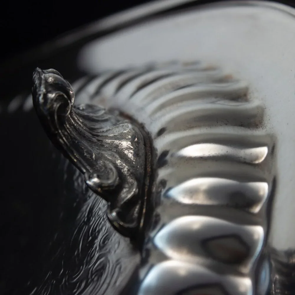 Silver Plated Serving Tray With Intricate Engraving & Handles | Leonard Silver - Picture 9 of 11